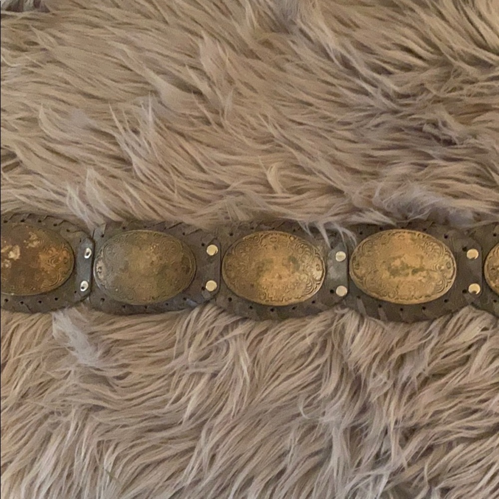 Sandy Duftler- gray leather belt with silver - Picture 2 of 7